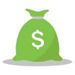 A large green bag full of money with a dollar sign on it.