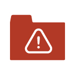 Red case folder with a triangular alert symbol.