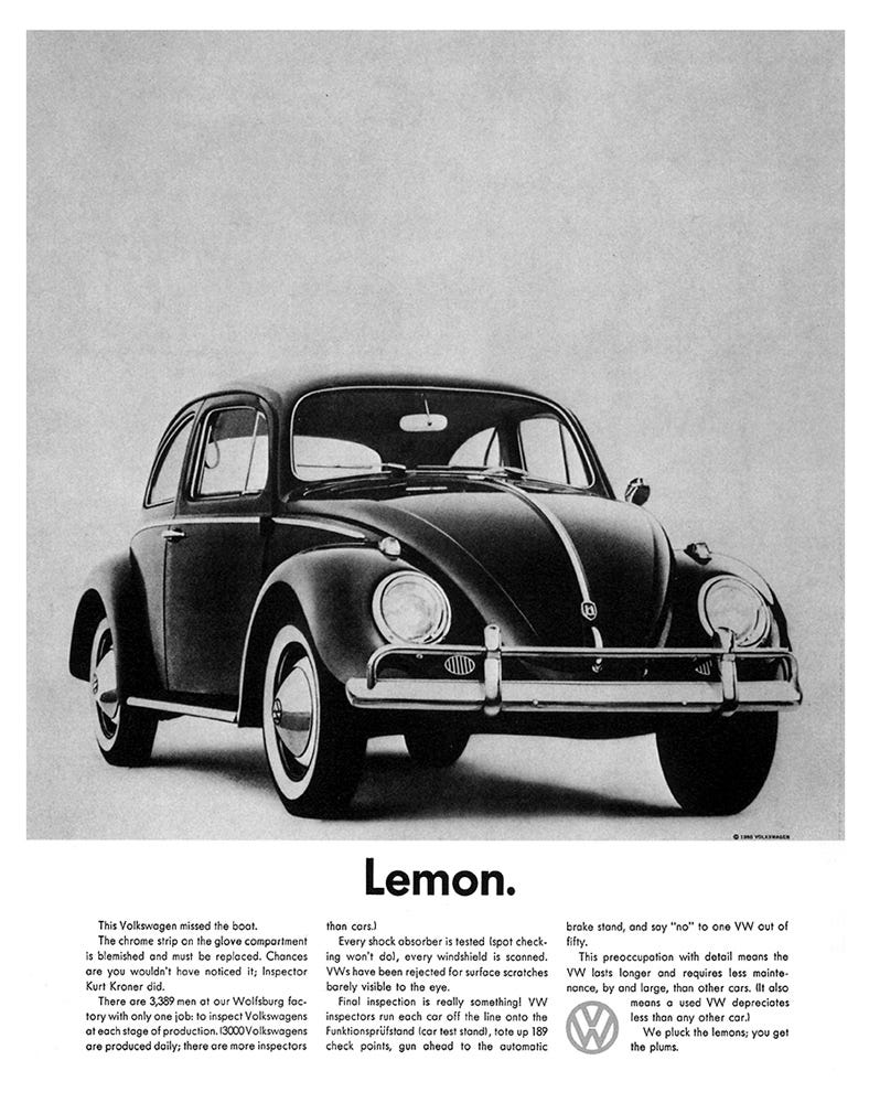 Lemon Volkswagen ad 